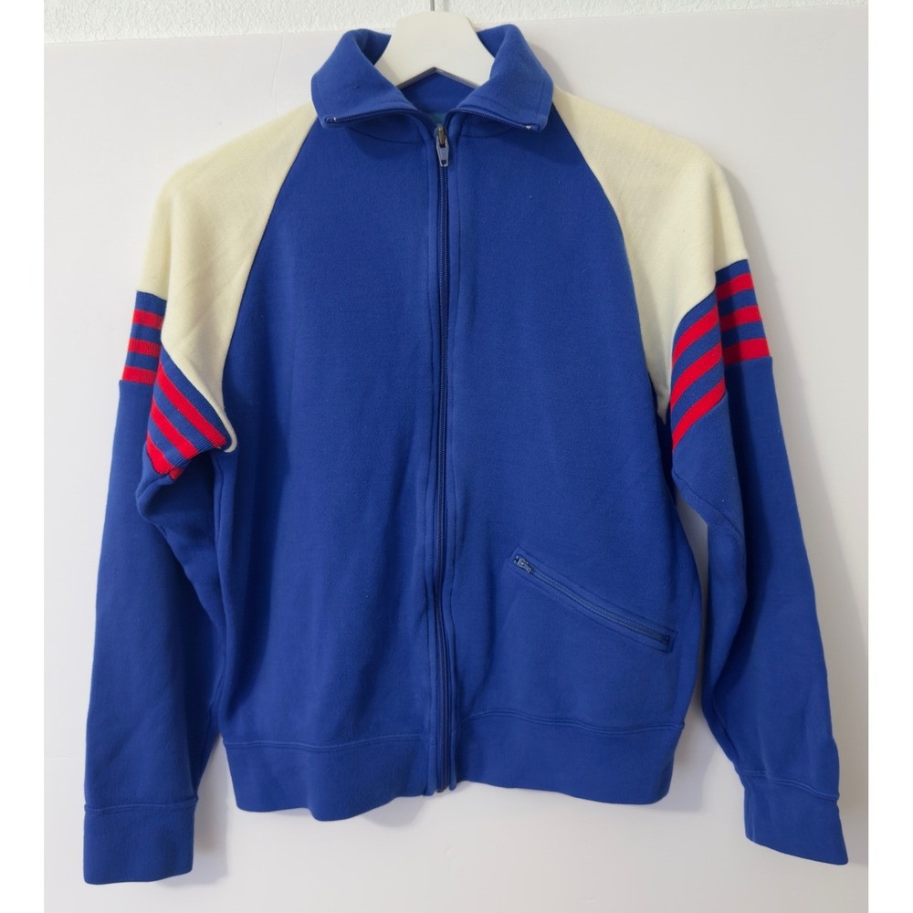 Vintage JCPenney Tennis Apparel Track Jacket Mens S Blue Cream Red Tennis Core